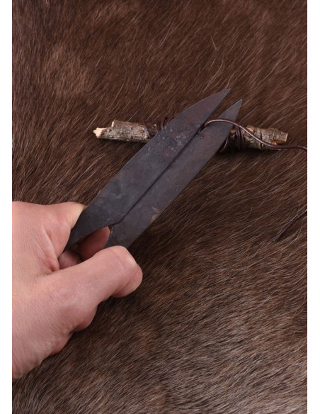 Tesoura medieval forjada à mão, aço mola