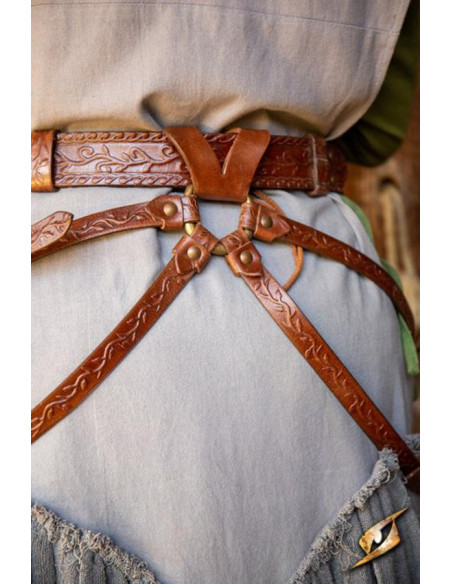 Cinto Elven Fantastic em couro marrom