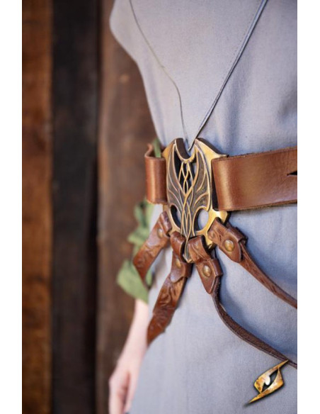 Cinto Elven Fantastic em couro marrom