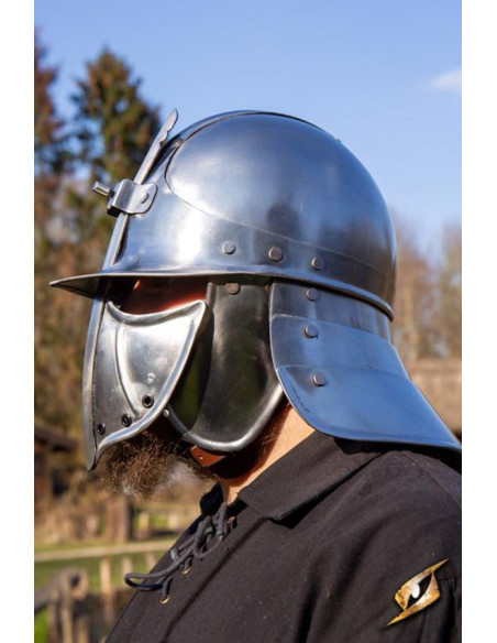 Capacete japonês CQ, aço polido