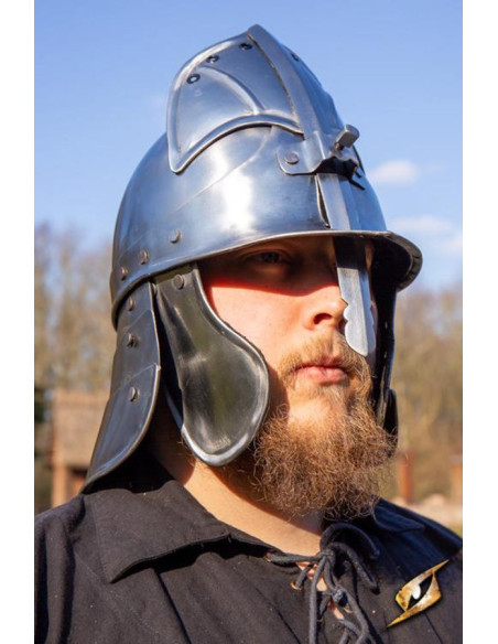 Capacete japonês CQ, aço polido