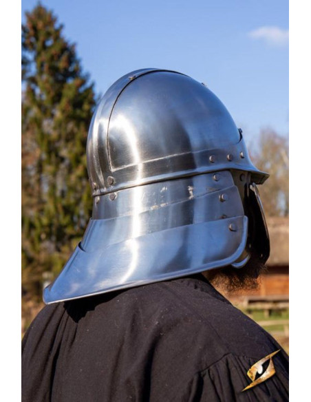 Capacete japonês CQ, aço polido