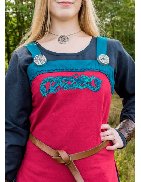 Vestido avental vermelho Viking Hilja...