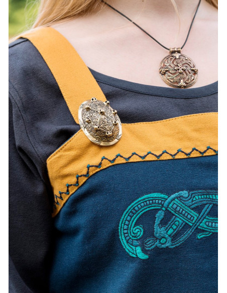 Vestido avental azul Viking Hilja com...