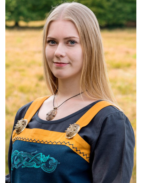 Vestido avental azul Viking Hilja com...