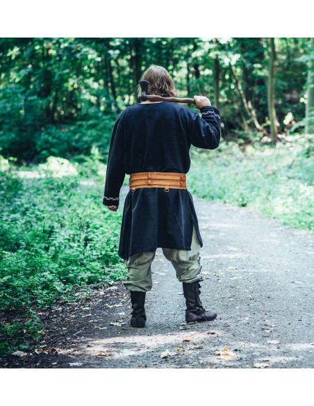 Túnica Viking com bordado Freki, preta
