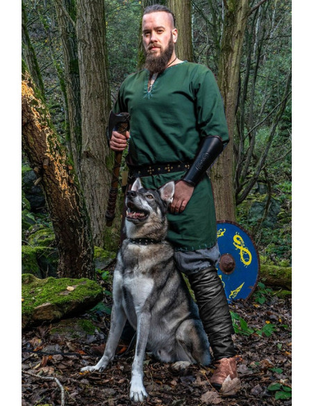 Túnica Viking com bordado Erwin, verde