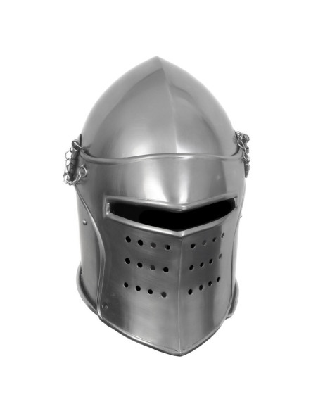 Bacinet guerreiro medieval, com viseira