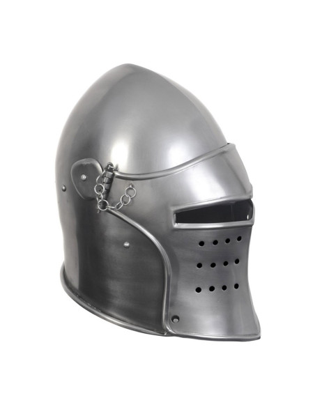 Bacinet guerreiro medieval, com viseira