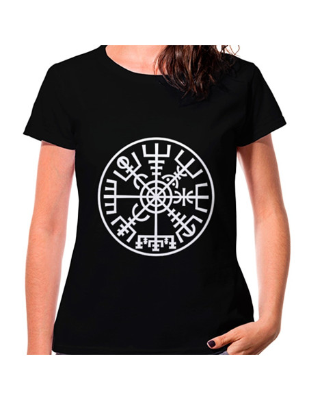 T-shirt Viking Woman Vegvísir preta,...