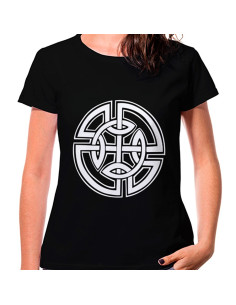 Camiseta feminina negra do Celtic Knots, manga curta