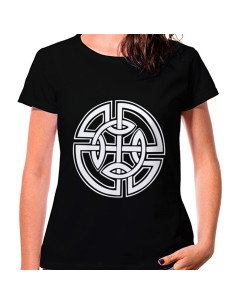 T-shirt Mulher Negra Celtic Knots, manga curta