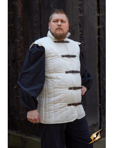 Gambeson guerreiro medieval sem mangas, branco