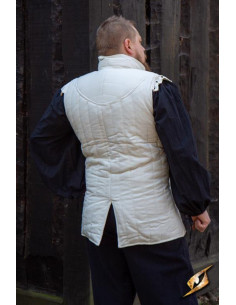 Gambeson guerreiro medieval sem mangas, branco 2