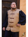 Gambeson guerreiro medieval sem mangas, cor areia