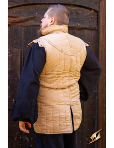 Gambeson guerreiro medieval sem mangas, cor areia 2