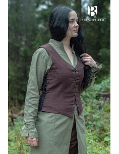 Colete camponês medieval mariano, cor marrom