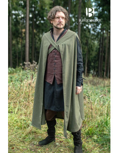 Manto de aventureiro medieval Justus, lã verde