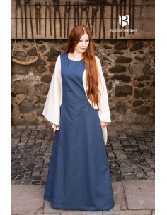 Pellote, túnica Medieval, Mulher Isabella, cor azul