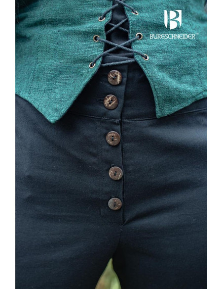 Calças medievais Kerga, algodão preto