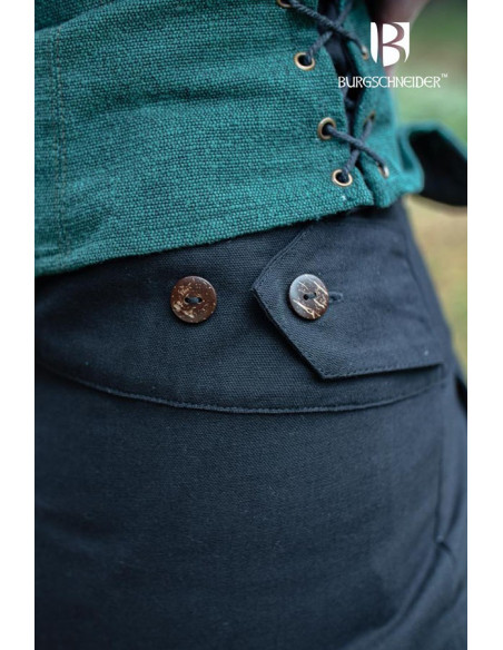 Calças medievais Kerga, algodão preto