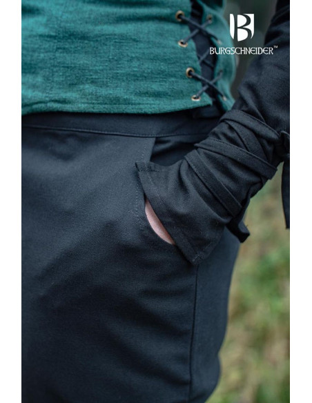 Calças medievais Kerga, algodão preto