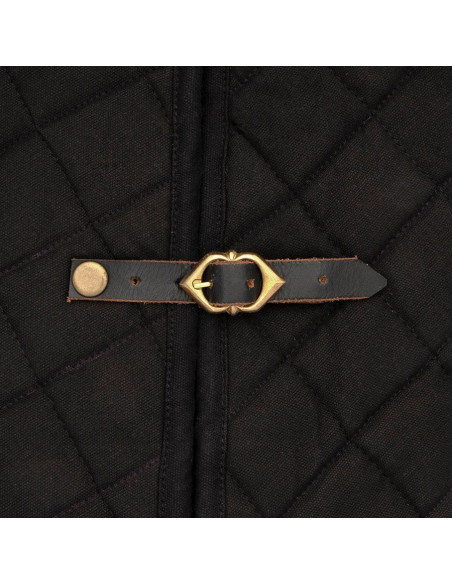 Gambeson medieval acolchoado, cor preta