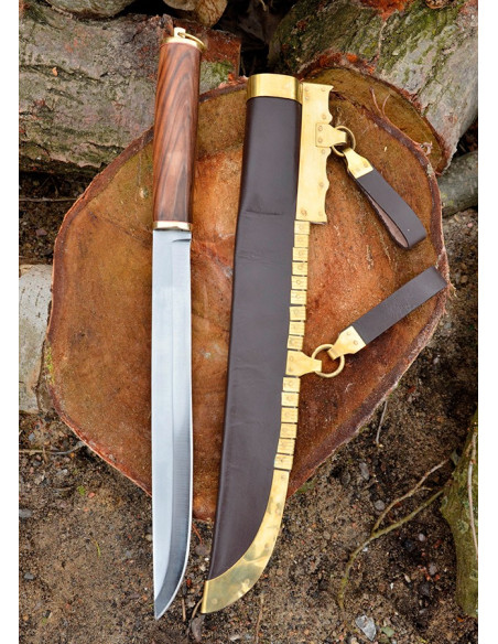 Faca Viking Seax com bainha de couro