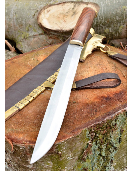 Faca Viking Seax com bainha de couro