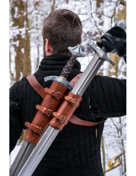 Tahalí duplo para costas em couro...