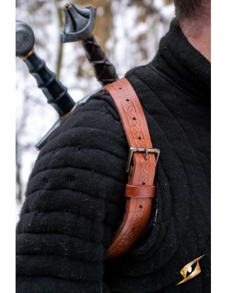 Tahalí duplo para costas em couro...