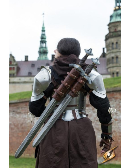 Tahalí duplo para costas em couro...