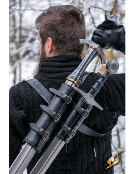 Tahalí duplo para costas em preto