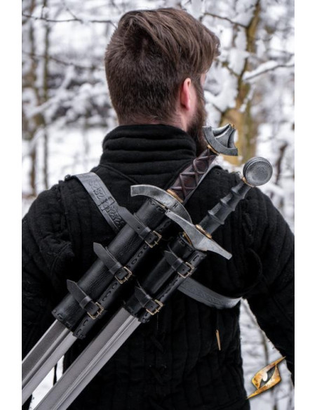 Tahalí duplo para costas em preto