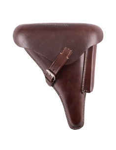 Bandoleira para pistola alemã WWII P08, couro marrom