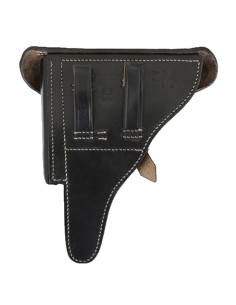 Coldre para pistola alemã WWII P08, couro preto 2