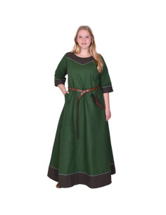 Vestido medieval de algodão modelo Gesine, verde