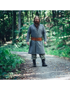 Túnica Viking aberta em lã modelo Balder, cinza