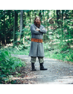 Túnica Viking aberta em lã modelo Balder, cinza 2