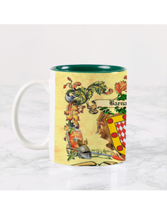 Caneca personalizada com os escudos heráldicos de 2 sobrenomes