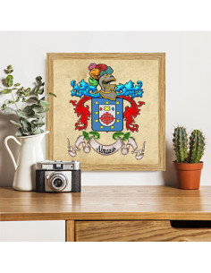 Imagem escudo heráldico com 1 apelido emoldurado em... 2