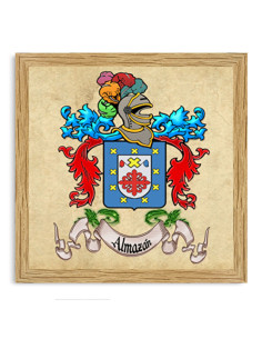 Imagem escudo heráldico com 1 apelido emoldurado em...