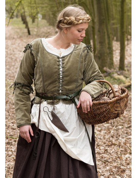 Jaqueta medieval Griselda em camurça,...