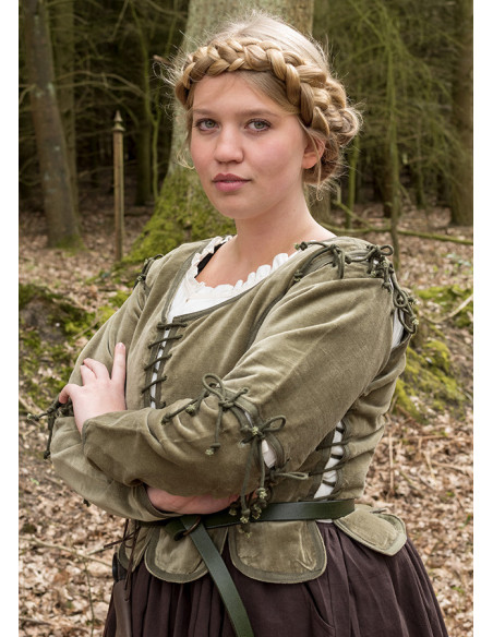 Jaqueta medieval Griselda em camurça,...