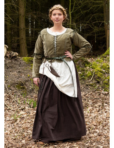 Jaqueta medieval Griselda em camurça, cor verde 2