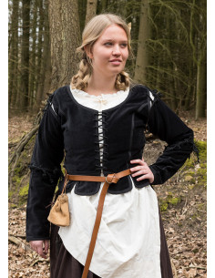 Jaqueta medieval Griselda em Suede, cor preta