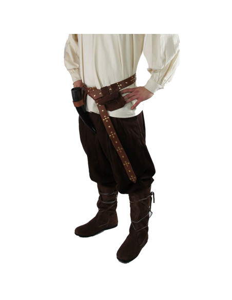 Calça capri larga Eckart, cor marrom