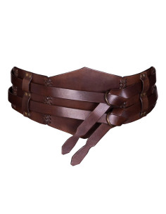 Cinto Duplo de Couro Medieval Unissex Marrom Escuro