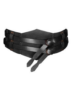Cinto Duplo de Couro Medieval Preto Unissex