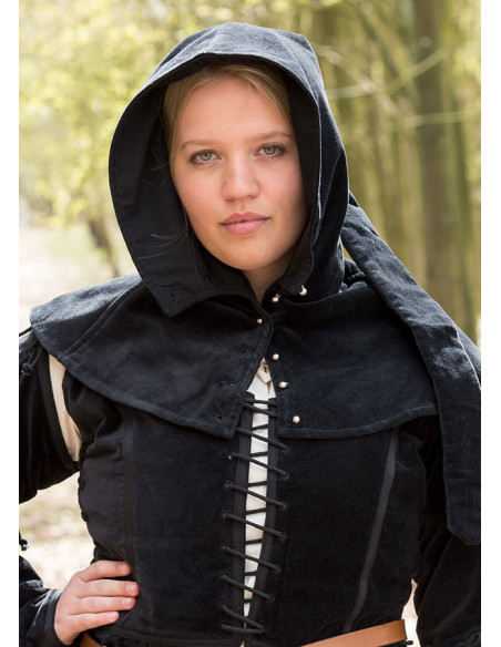 Mirella medieval hood-gugel em veludo...